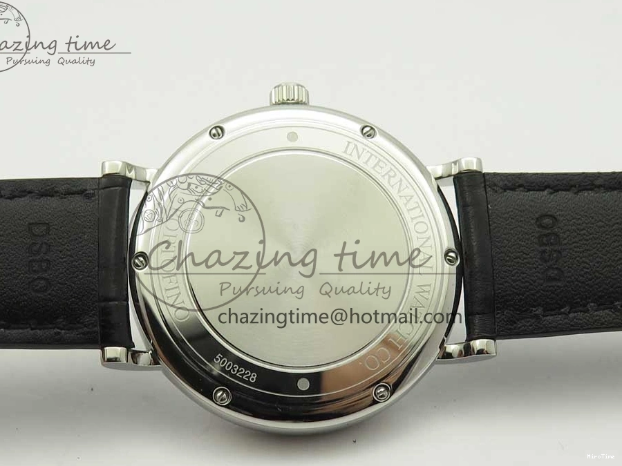 MIROTIME 0808 Portofino Automatic SS FKF 1:1 Best Edition White Dial RG Markers on Black Leather Strap A Stretchable 7141